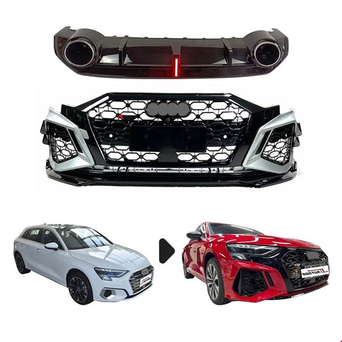 RS3 BODY KIT (ÖN TAMPON+ ARKA DİFÜZÖR) A3 2021- resmi