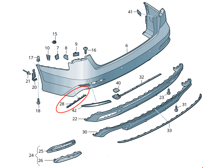 ARKA TAMPON ÇITASI SOL S-LİNE A6 2020- resmi