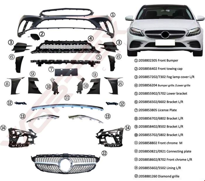 ÖN TAMPON AMG SET (DIAMOND PANJURLU) W205 2019- resmi